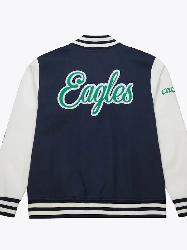 Philadelphia Eagles Navy And White Fleece Varsity Jacket