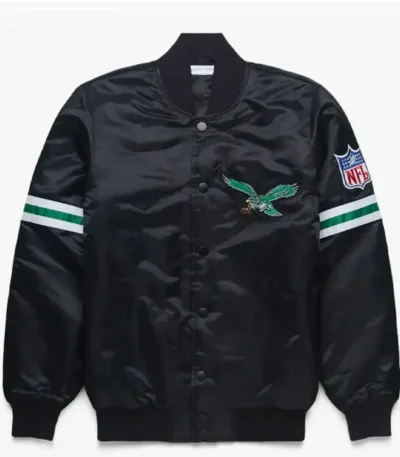 Philadelphia Eagles Nfl Satin Black Jacket