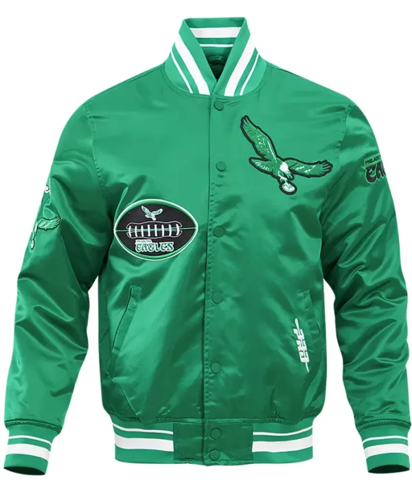 Philadelphia Eagles Old English Classic Rib Satin Jacket