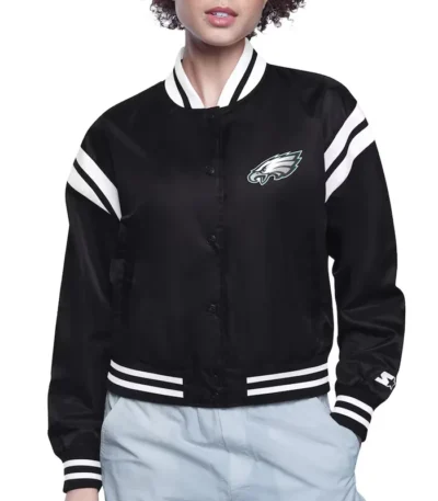 Philadelphia Eagles Printed Logo Varsity Satin Jacket