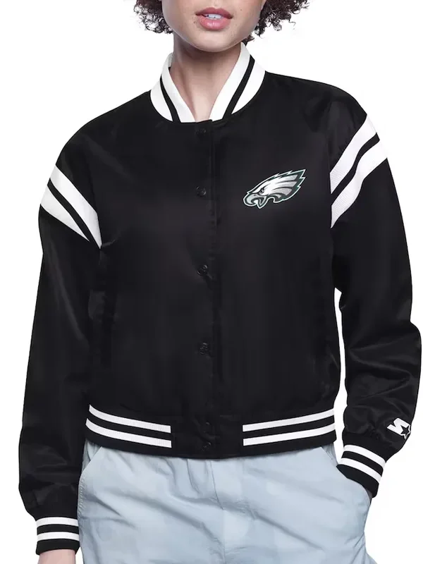 Philadelphia Eagles Printed Logo Varsity Satin Jacket