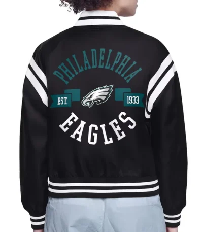 Philadelphia Eagles Printed Logo Varsity Satin Jacket