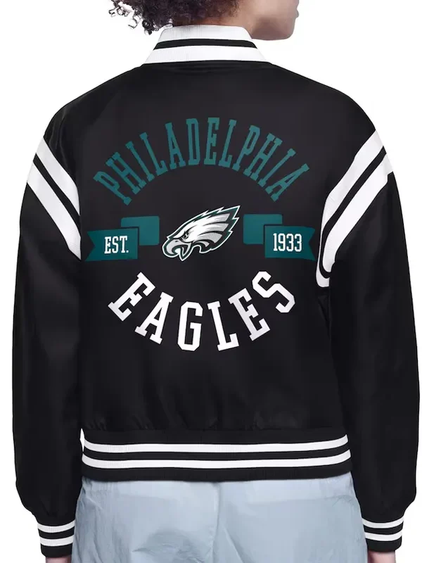 Philadelphia Eagles Printed Logo Varsity Satin Jacket