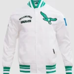 Philadelphia Eagles Retro Classic White Rib Satin Jacket