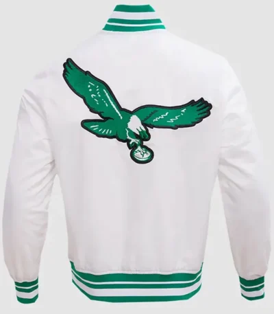 Philadelphia Eagles Retro Classic White Rib Satin Jacket