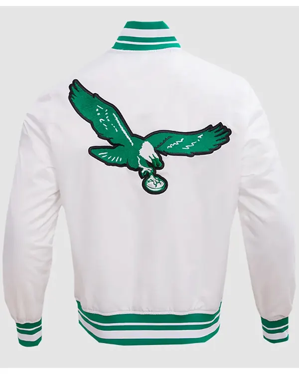Philadelphia Eagles Retro Classic White Rib Satin Jacket