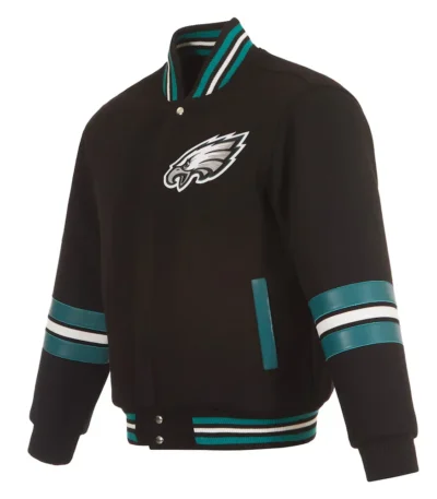 Philadelphia Eagles Striped Black Varsity Wool Jacket