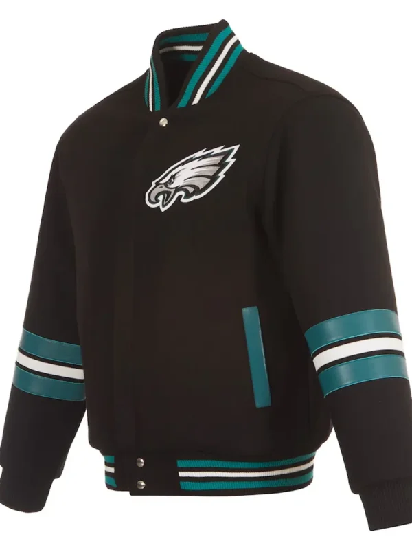 Philadelphia Eagles Striped Black Varsity Wool Jacket