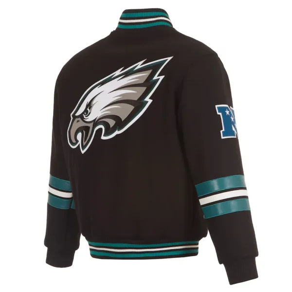 Philadelphia Eagles Striped Black Varsity Wool Jacket