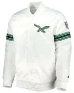 Philadelphia Eagles The Power Forward White Satin Jacket