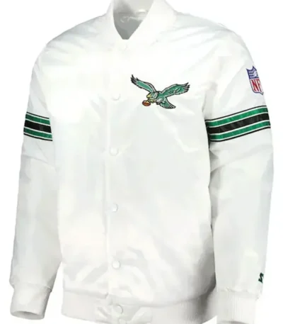 Philadelphia Eagles The Power Forward White Satin Jacket