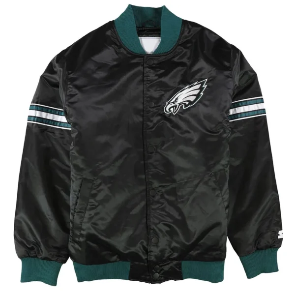 Philadelphia Eagles Track Black Satin Jacket
