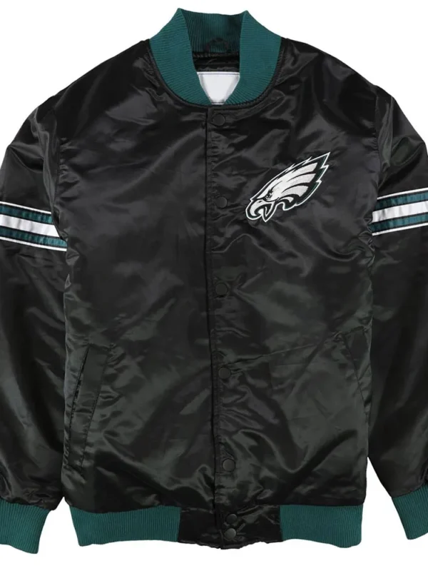 Philadelphia Eagles Track Black Satin Jacket