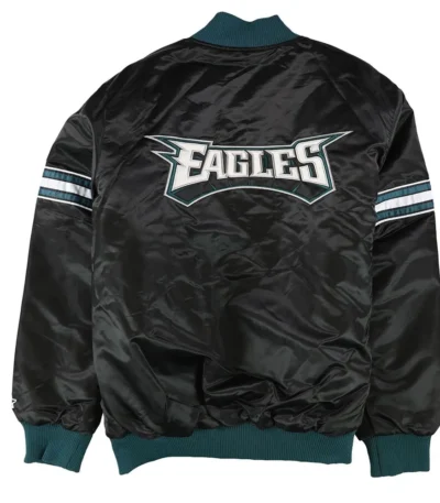 Philadelphia Eagles Track Black Satin Jacket