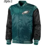 Philadelphia Eagles Varsity Black And Green Satin Jacket