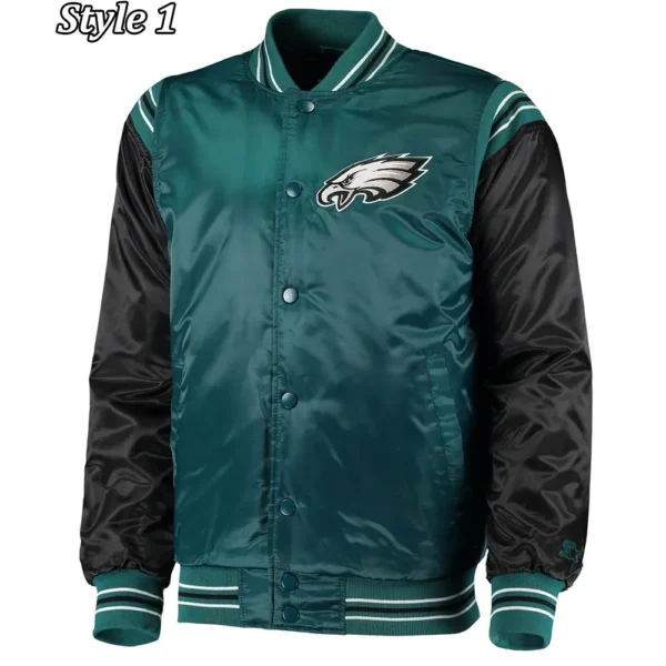 Philadelphia Eagles Varsity Black And Green Satin Jacket