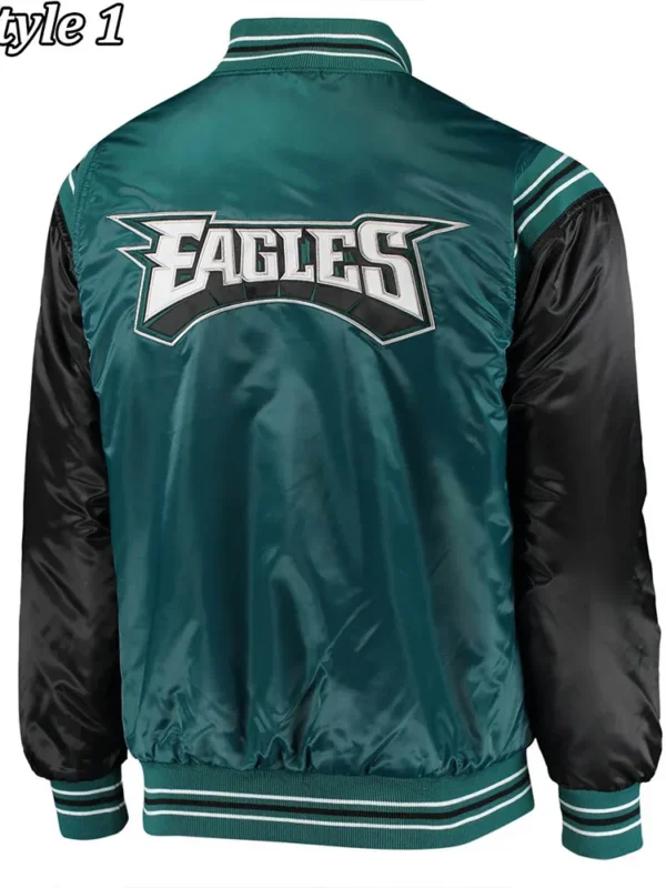 Philadelphia Eagles Varsity Black And Green Satin Jacket