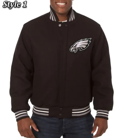 Philadelphia Eagles Varsity Black Wool Jacket