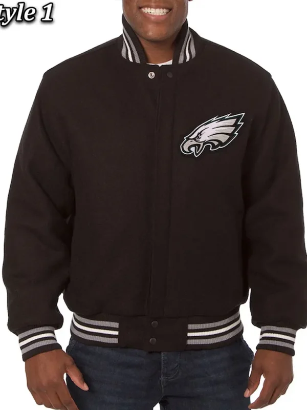 Philadelphia Eagles Varsity Black Wool Jacket