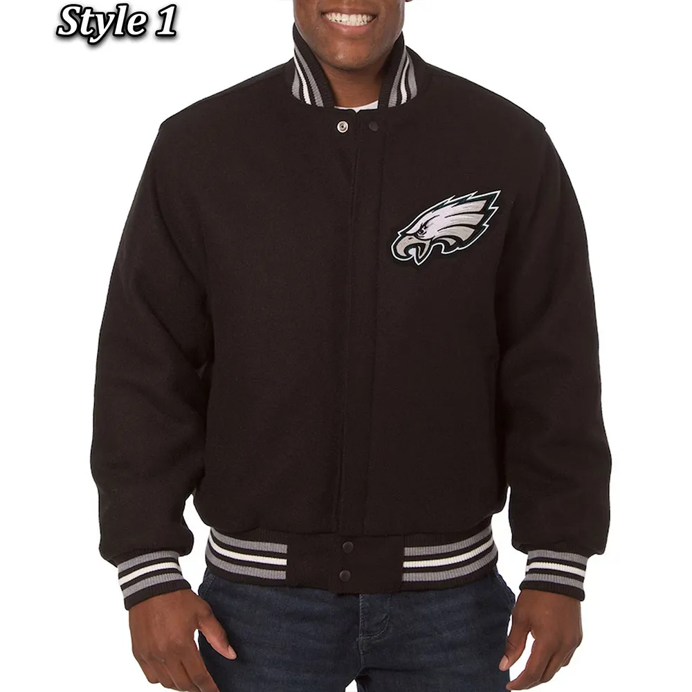 Philadelphia Eagles Varsity Black Wool Jacket Philadelphia Eagles Varsity Black Wool Jacket