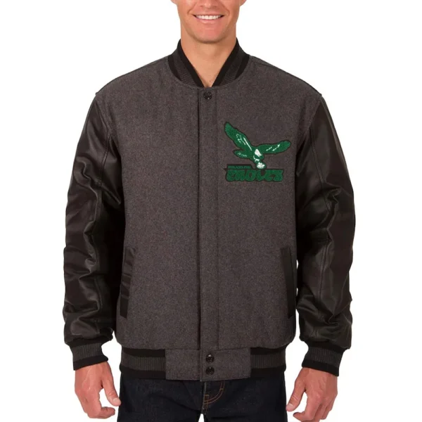 Philadelphia Eagles Varsity Charcoal And Black Jacket