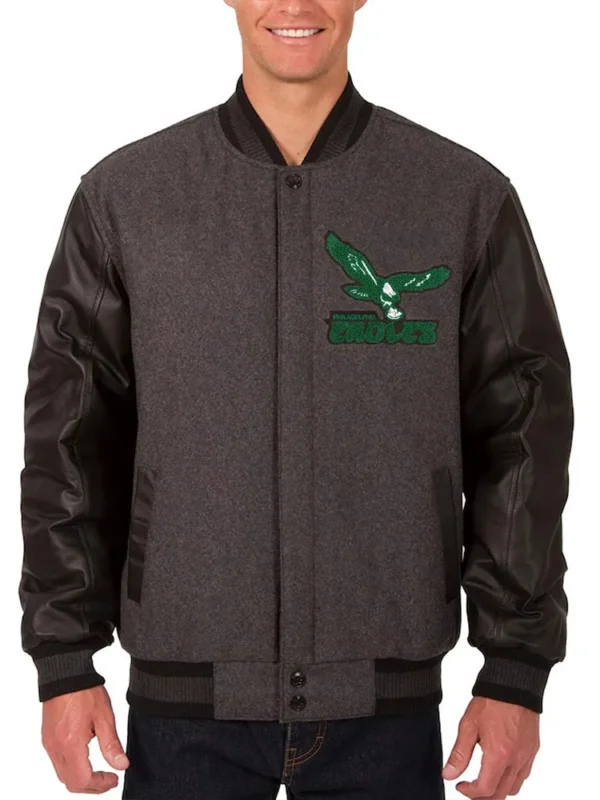 Philadelphia Eagles Varsity Charcoal And Black Jacket