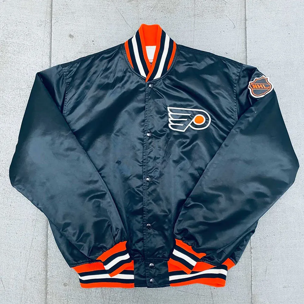 Philadelphia Flyers 1980s Navy Bomber Jacket Philadelphia Flyers 1980s Navy Bomber Jacket
