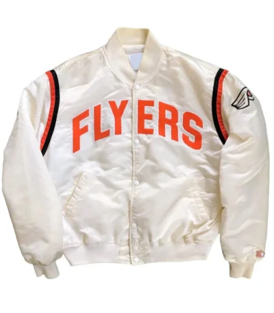 Philadelphia Flyers 80s White Bomber Jacket