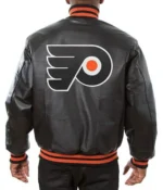 Philadelphia Flyers Black Leather Bomber Jacket