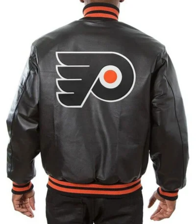 Philadelphia Flyers Black Leather Bomber Jacket