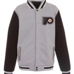 Philadelphia Flyers Gray and Black Varsity Wool Jacket