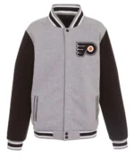 Philadelphia Flyers Gray and Black Varsity Wool Jacket