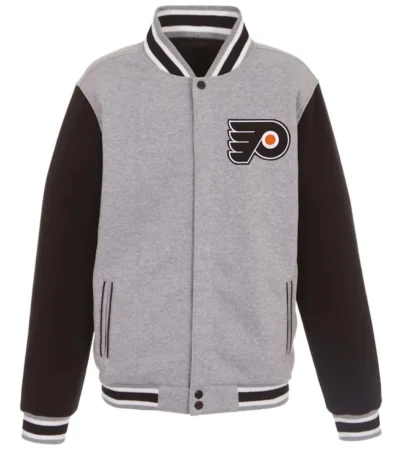 Philadelphia Flyers Gray and Black Varsity Wool Jacket