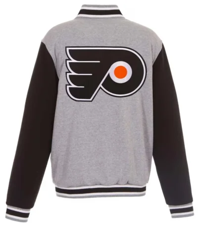 Philadelphia Flyers Gray and Black Varsity Wool Jacket