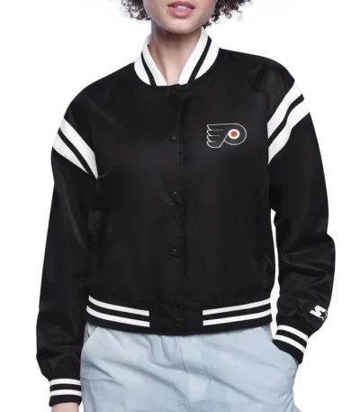 Philadelphia Flyers Printed Logo Varsity Satin Jacket