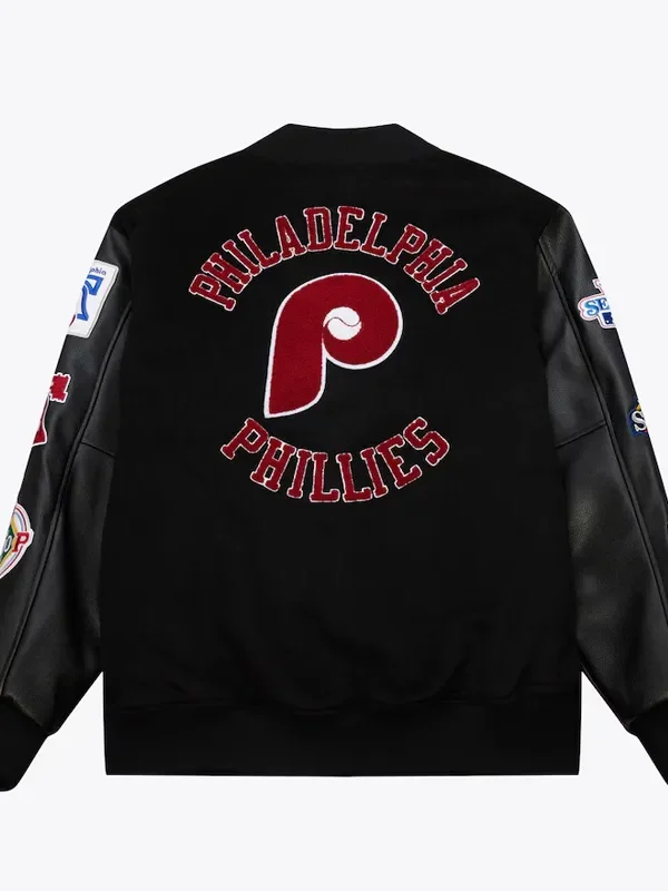 Philadelphia Phillies Black Out Vintage Logo Varsity Jacket