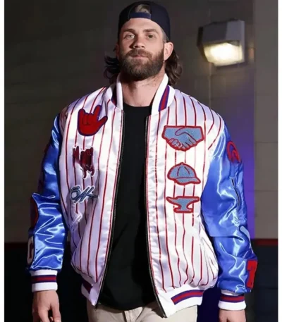 Philadelphia Phillies Bryce Harper Varsity Satin Jacket