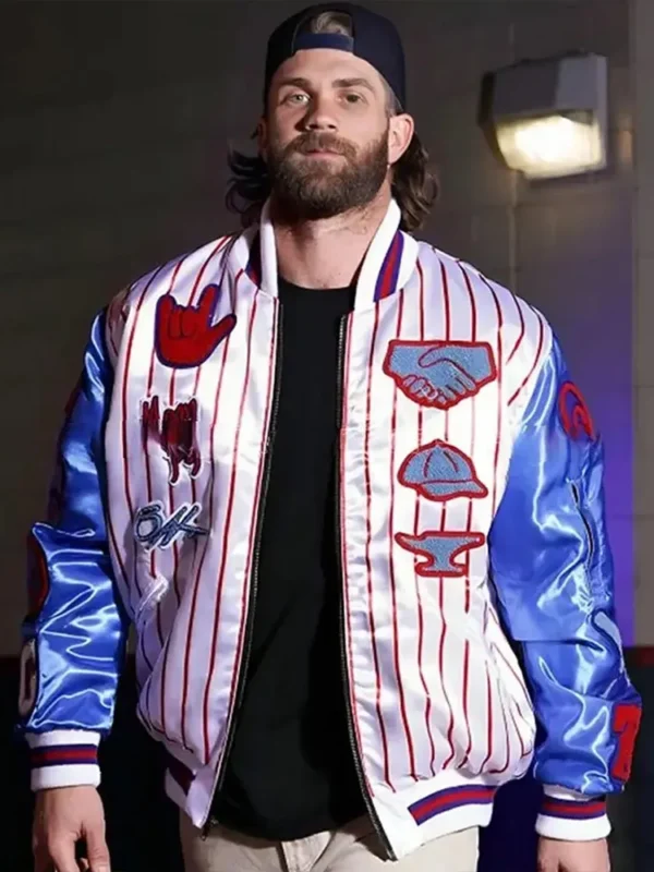 Philadelphia Phillies Bryce Harper Varsity Satin Jacket