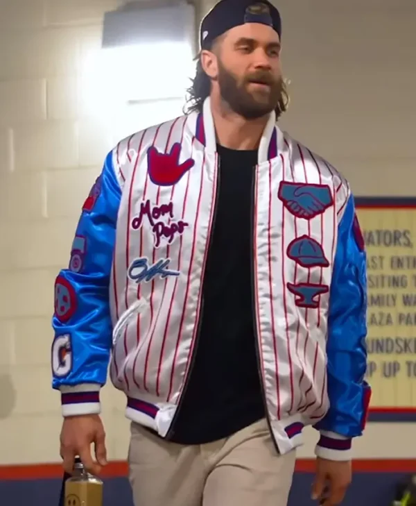 Philadelphia Phillies Bryce Harper Varsity Satin Jacket