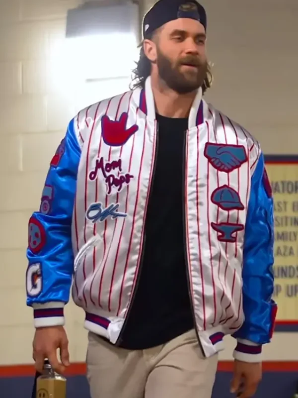 Philadelphia Phillies Bryce Harper Varsity Satin Jacket