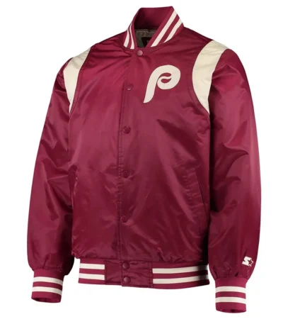 Philadelphia Phillies Burgundy Varsity Satin Jacket