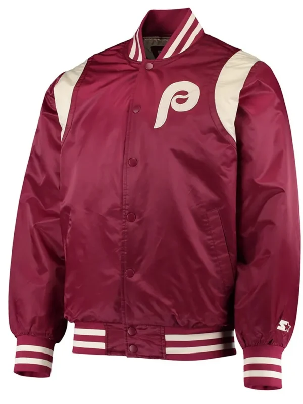 Philadelphia Phillies Burgundy Varsity Satin Jacket