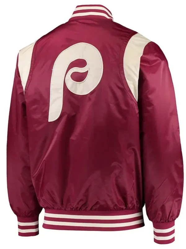 Philadelphia Phillies Burgundy Varsity Satin Jacket