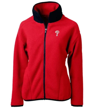 Philadelphia Phillies Cascade Eco Sherpa Fleece White-Navy Blue Jacket