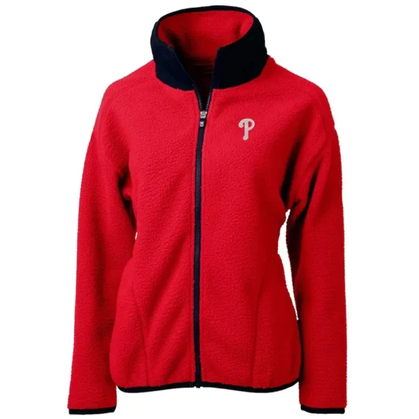 Philadelphia Phillies Cascade Eco Sherpa Fleece White-Navy Blue Jacket
