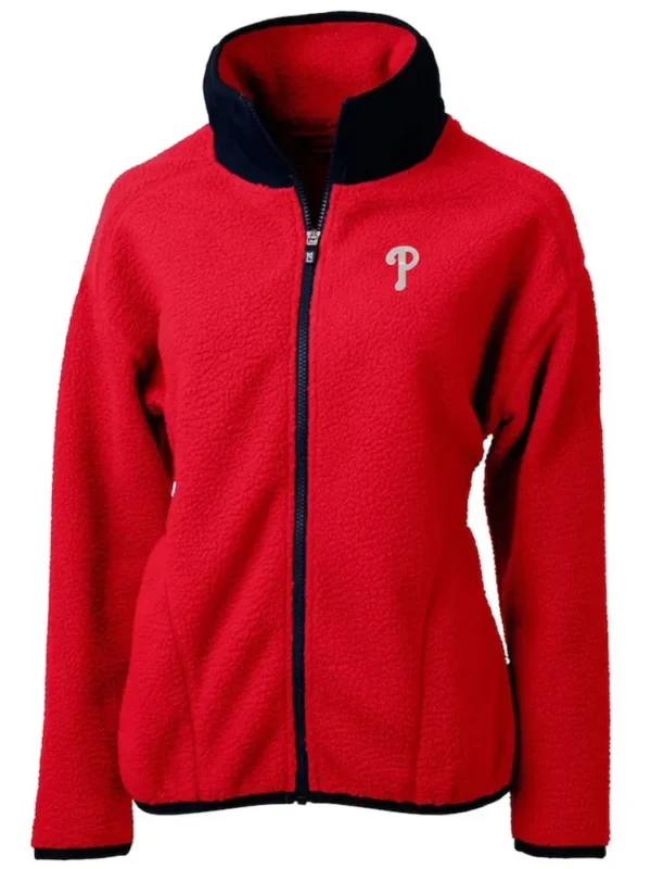 Philadelphia Phillies Cascade Eco Sherpa Fleece White-Navy Blue Jacket