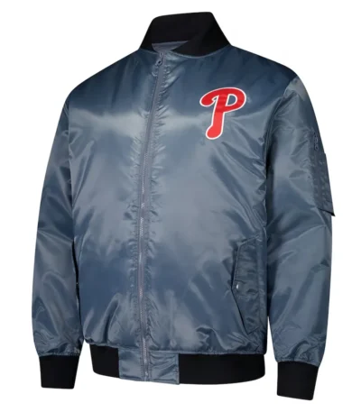 Philadelphia Phillies Charcoal Bomber Full-Zip Jacket
