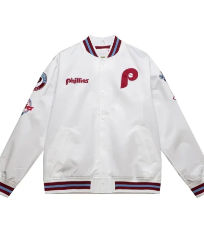 Philadelphia Phillies City Collection Lightweight White Satin Jacket