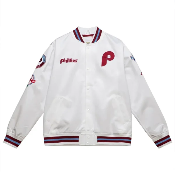 Philadelphia Phillies City Collection Lightweight White Satin Jacket