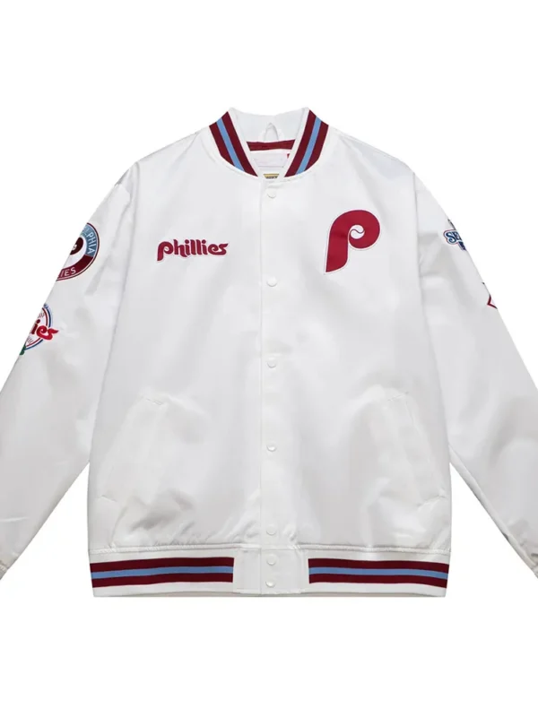 Philadelphia Phillies City Collection Lightweight White Satin Jacket